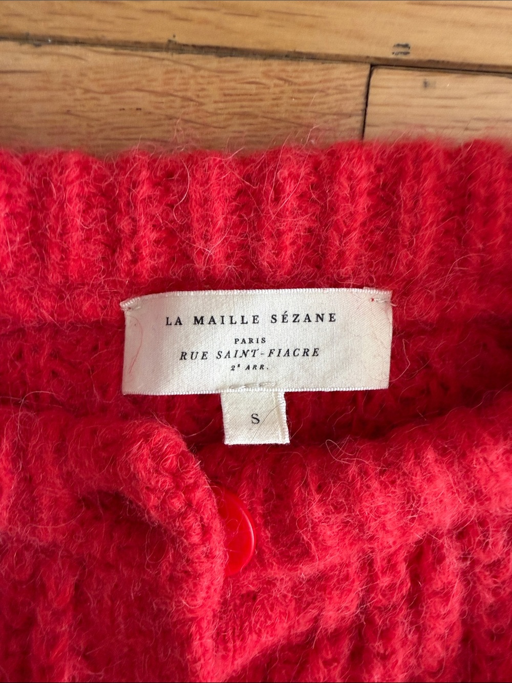 Sézane Emile Red Women’s Button-Front Knit Cardigan Sweater - Picture 2 of 3